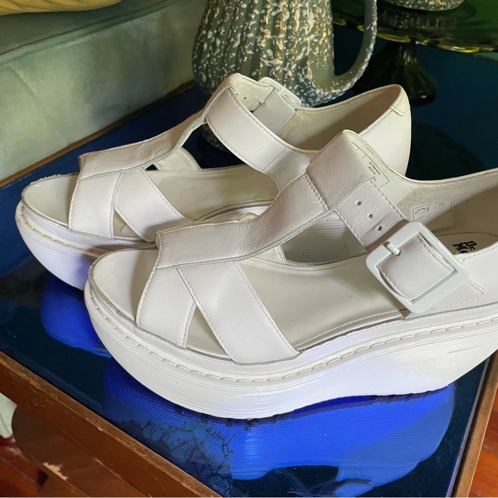 Dr. Martens White Platform Shoes with Chunky Sole